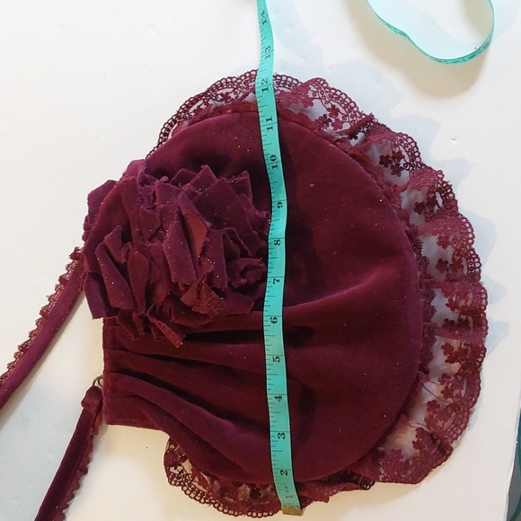 Vintage Elegant Burgundy Velvet Women's Bag Strap Fancy Formal Sz.Medium - Picture 5 of 8